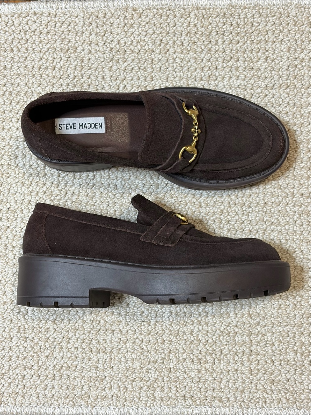 Steve Madden Suede Horsebit Chunky Lug Sole Loafers Women’s 9 Academia Preppy